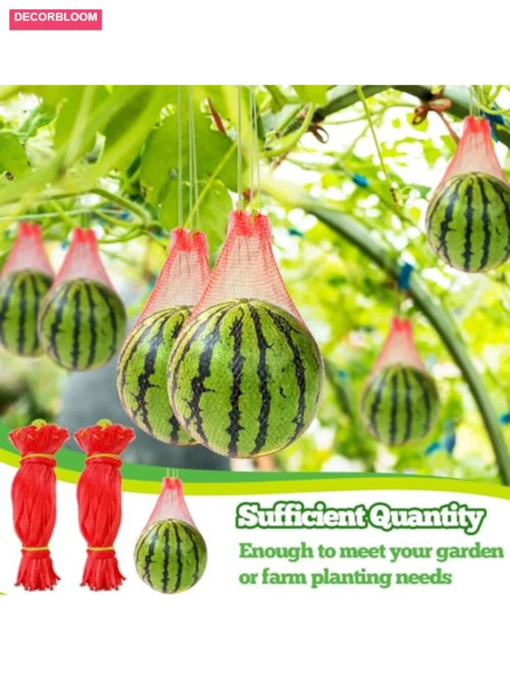 100 Pack 18in Watermelon Nets Reusable Melon Hammock Bags with Drawstring for - Picture 5 of 6